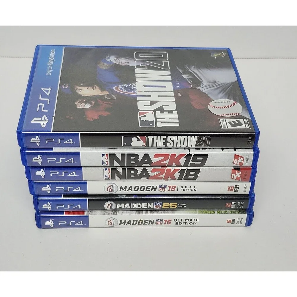 PS4 Sports Game Lot (6) Madden NFL 15 25 18 NBA 2K19 MLB The Show 20 Bundle